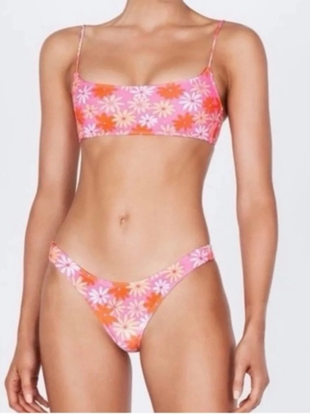 Triangl Mica Slushie Pink & Orange Floral Bikini Set NWT Size S